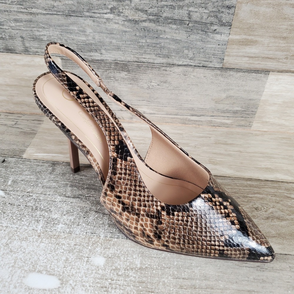 Journee Elenney Womens Dress Pumps Sz 7 Brown Animal Print Comfort Slingback